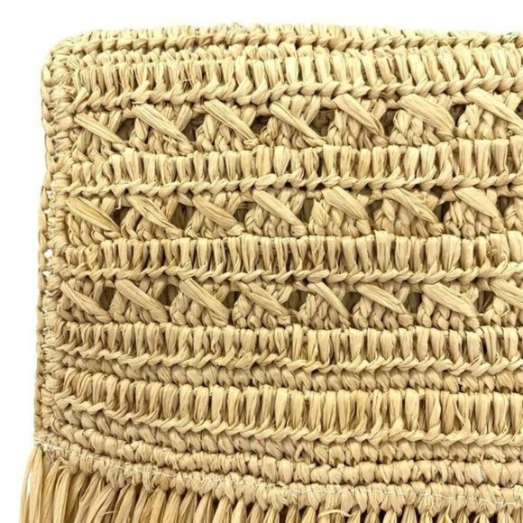 Mar Y Sol Lisette Crocheted Raffia Straw Fringe Clutch - Picture 12 of 13
